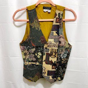 Citron Santa Monica Button Front Vest, Sz L, Browns, USA,  PEM22